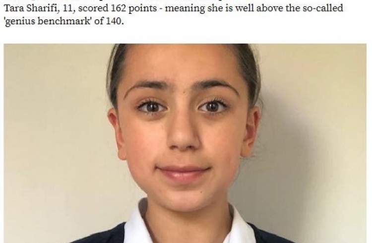 رکورد ضریب هوشی توسط «تارا شریفی» دختر ۱۱ ساله ایرانی شکسته شد