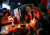معترضان فلسطینی تصاویر ترامپ و پرچم آمریکا را به آتش کشیدند