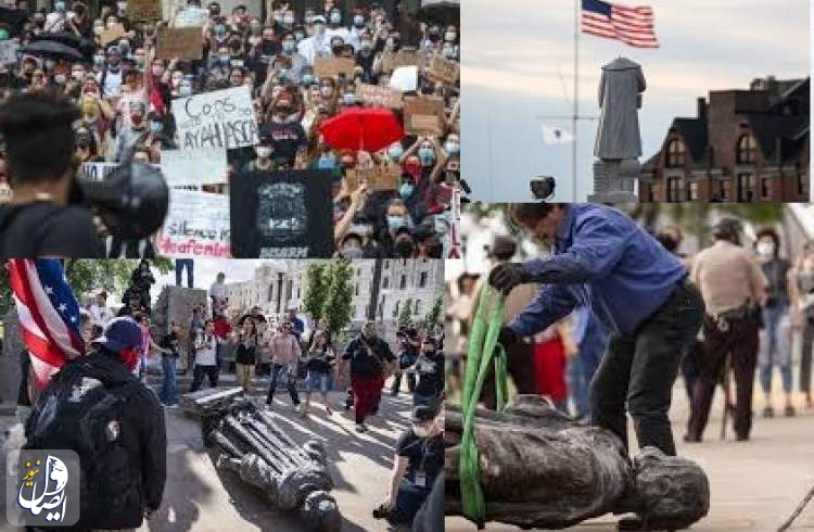 معترضان آمریکایی نمادهای تبعیض و برده‌داری را سرنگون کردند
