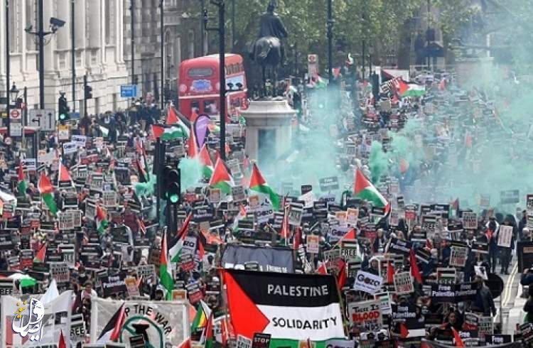 بزرگترین تجمع تاریخی در لندن در حمایت از فلسطین