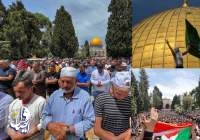 اقامه نماز جمعه و تجمع ده‌ها هزار فلسطینی در مسجدالاقصی