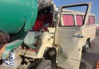 تصادف شدید مینی بوس و تانکر بنزین در اصفهان یک کشته بر جا گذاشت