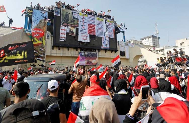 تظاهرات اعتراضی عراقی‌ها در میدان تحریر بغداد