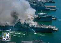 یک کشتی جنگی نیروی دریایی آمریکا دچار آتش سوزی و انفجار شد