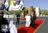 البابا فرنسيس يصل قصر بغداد ويلتقى الرئيس العراقي برهم صالح