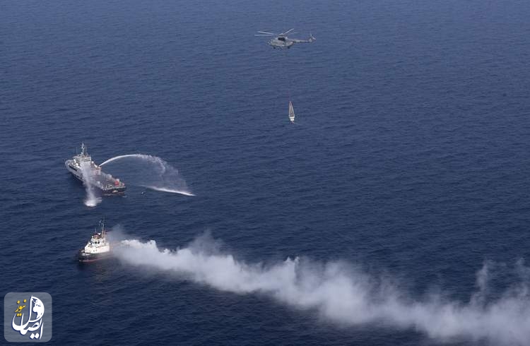 عملیات آزادسازی کشتی ربوده شده و اطفای حریق در رزمایش مرکب ایران، چین و روسیه