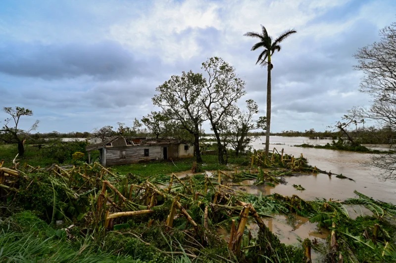 damaged house is seen in San Juan y Martinez