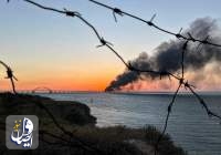 Fuel storage tank on fire on Crimean bridge